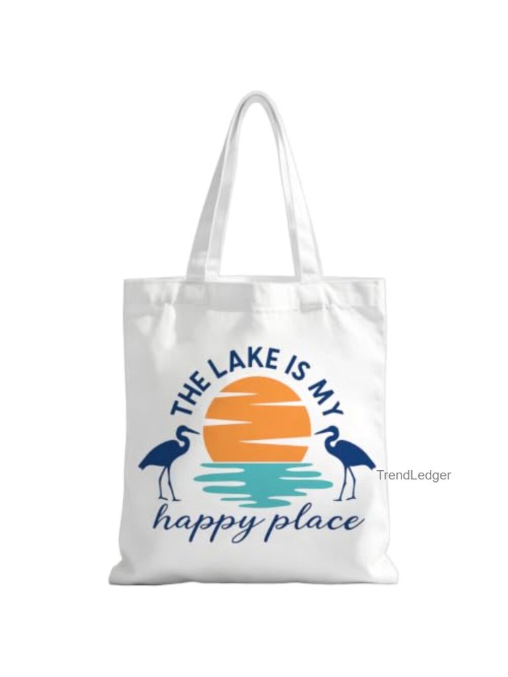 Canvas Tote Bag Double-Sided Print Lake Life Reusable Shopping Travel